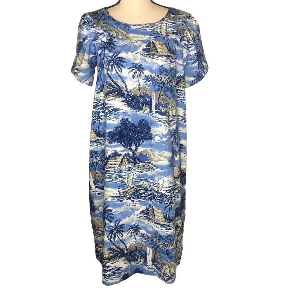 Vintage Hilo Hattie Hawaiian Midi Shift Dress Size S